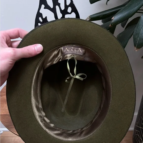 Olive Green Fedora Hat - Picture 7 of 7